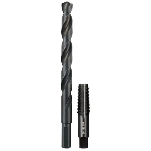 Flash Sale Milwaukee Tool 49-57-5591 1/4"-18 NPT Straight Flute Plug Tap & 7/16" Drill Bit