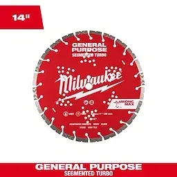 Fast Shipping Milwaukee Tool 49-93-9014 14" DIAMOND MAX Segmented Turbo, General Purpose Diamond Blade