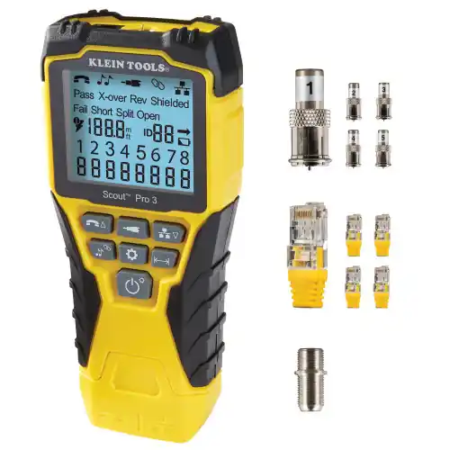 Secure Checkout Klein Tools VDV501-851 Ethernet Cable Tester Kit with Scout Pro 3 Tester, Remotes and Adapter