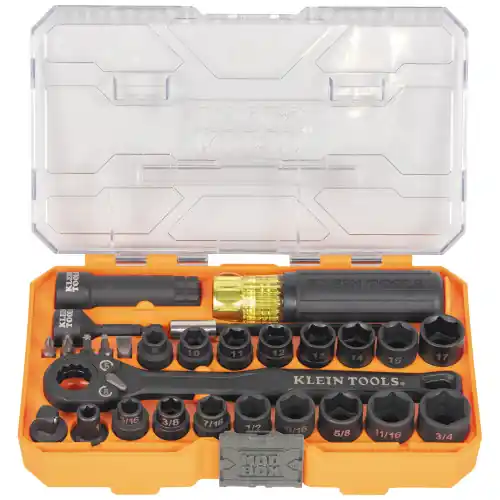 Klein Tools 65400KNECT KNECT Essential Pass Through Impact Socket Set, SAE, Metric, 28-pc Fan Favorite