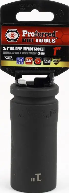 Professional Grade 1" Deep Impact 6 Point Impact 3/4" Drive SAE Socket, Qty 1