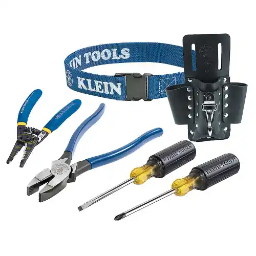 Crafted Klein Tools 80006 Trim-Out Tool Set with Leather Tool Pouch, 6-Piece