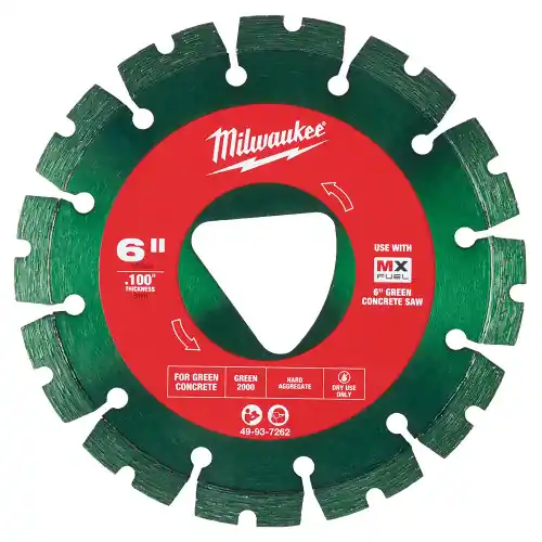 Last Chance Milwaukee Tool 49-93-7262 Green 6 x .100 Diamond Blade for Green Concrete