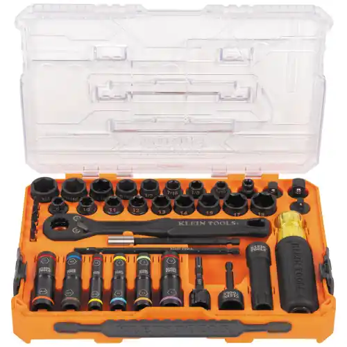 Get Yours Klein Tools 65500KNECT KNECT Complete Impact Pass Through and Flip Socket Set, 39-pc