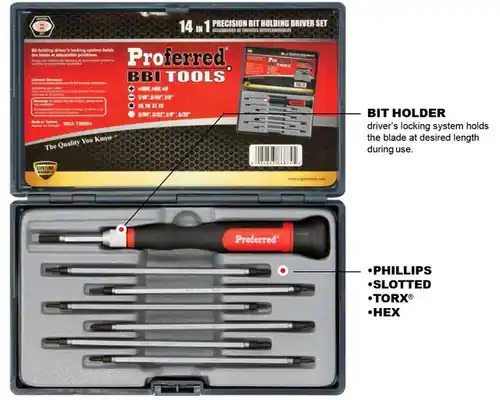 Markdown Precision 14 Piece In 1 Proferred Interchangeable Bit Screwdriver Sets, Qty 1