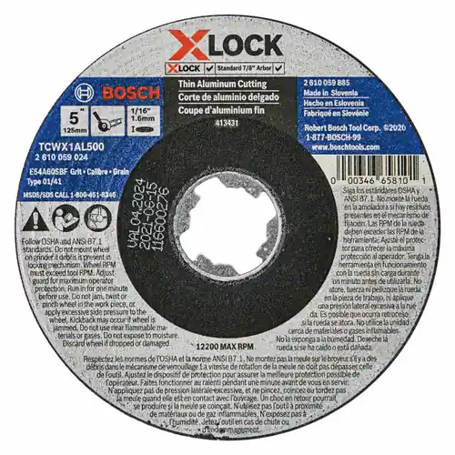 Bosch TCWX1AL500 5 In. x 1/16 In. X-LOCK Arbor Type 1A (ISO 41) 46 Grit Metal Cutting Abrasive Wheel Fast Shipping