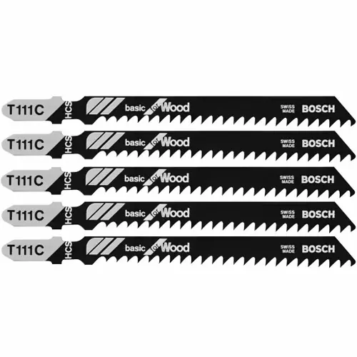 Bosch T111C 5 pc. 4 In. 8 TPI Basic for Wood T-Shank Jig Saw Blades (5 Pack) Holiday Sale