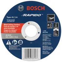 Bosch TCW1S450 4-1/2 In. .040 In. 7/8 In. Arbor Type 1A (ISO 41) 60 Grit Rapido Fast Metal/Stainless Cutting Abrasive Wheel Genuine