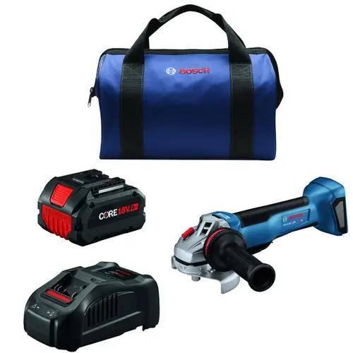 Bosch GWS18V-10PB14 18V Brushless 4-1/2 5 In. Angle Grinder Kit with No Lock-On Paddle Switch and (1) CORE18V 8 Ah High Power Battery Sale