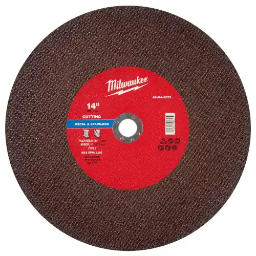 Super Sale Milwaukee 49-94-0073 14" x 1/8" x 1" Metal Cut Off Wheel -Type 1, 10 Pack