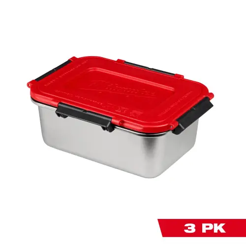 Professional Grade Milwaukee 49-16-0203 (3) Stainless Steel Containers for M18 Jobsite Lunch Warmer