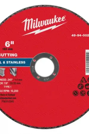 Milwaukee 49-94-0025 6" x .045" x 7/8" Metal Cut Off Wheel -Type 1, 100 Pack Sale