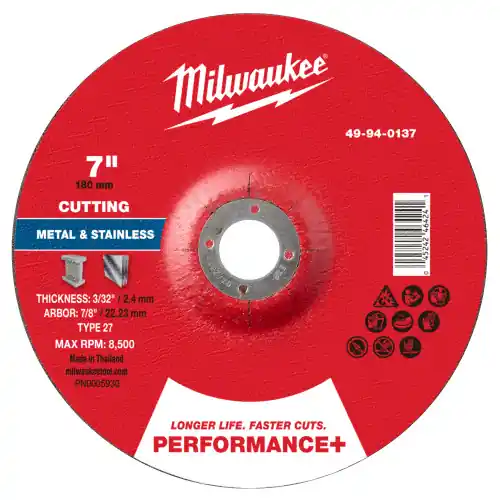 Exclusive Offer Milwaukee 49-94-0137 7" x 3/32" x 7/8" Performance+ Metal Cut Off Wheel - Type 27, 25 Pack