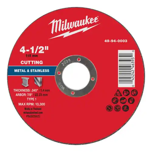 Best Seller Milwaukee 49-94-0003 4-1/2" x .045" x 7/8" Metal Cut Off Wheel -Type 1, 25 Pack