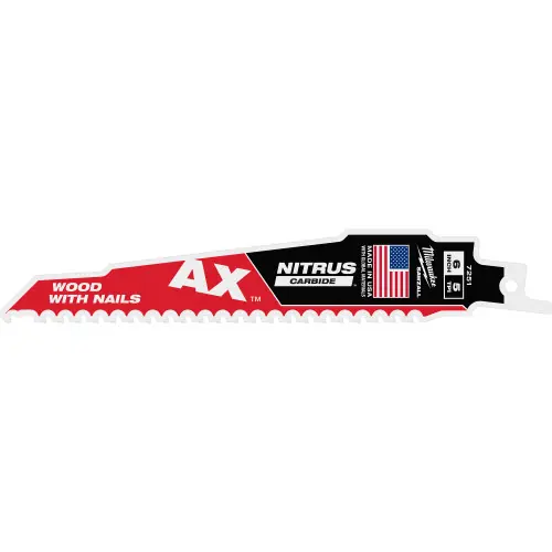 Milwaukee 48-00-7251 6" 5 TPI AX w/NITRUS Carbide Teeth SAWZALL Blade for Wood with Nails, 5 Pack Hot Deal