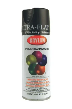 KRYLON 1602 12 oz. Size Interior/Exterior Industrial Maintenance Paint and Primer - Flat Black Color, Tough High-Gloss Finish Holiday Sale