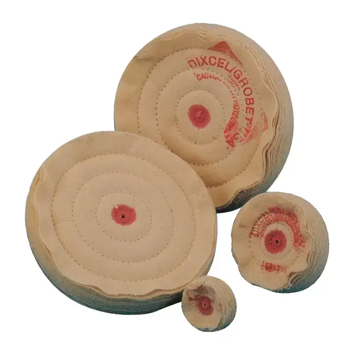 GROBET 17.208 8" Diameter Cotton Flannel Polishing Wheel - Soft Density, Straight Edge Style High Quality