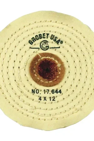Last Chance GROBET 17.644 4" Diameter Finex Muslin Polishing Wheel - Hard Density, Knife Edge Style
