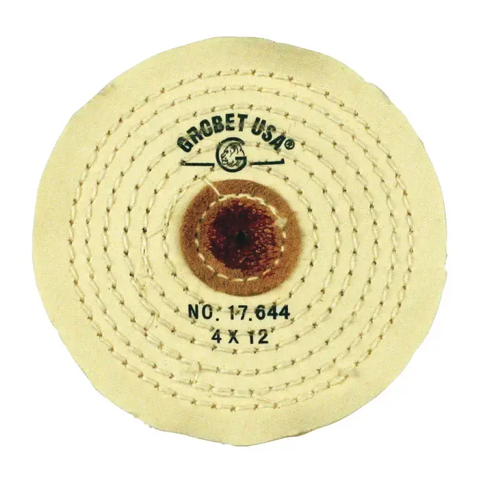 Affordable GROBET 17.645 5" Diameter Finex Muslin Polishing Wheel - Hard Density, Knife Edge Style