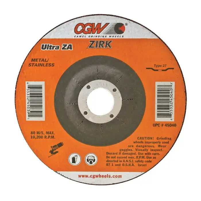 Instant Buy CGW ABRASIVES 35645 7" Diameter Zirconia Aluminum Oxide Bonded Deburring Cut-Off Wheel - 5/8"-11 Hole Size, 1/4" Wheel Thickness, Type 27