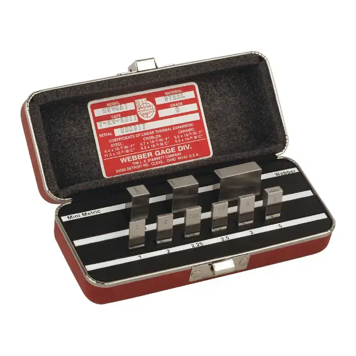 New Arrival STARRETT RS9.MA1 0 (A+) Grade, 1mm thru 25mm Size, 9 Piece, Steel Material Rectangular Gage Block Set