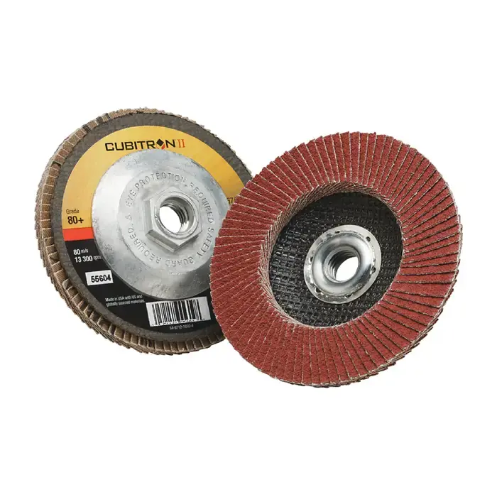 3M 7100032505 80 Grit 4-1/2" Diameter Abrasive Flap Disc - Type 27, 5/8"-11 Arbor Hole Diameter Final Sale