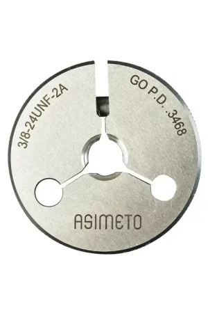 ASIMETO 3/8" Size, 16 Pitch, 2A Class, Go/No Go Style, UNC Thread Type Threaded Ring Gage Top Rated