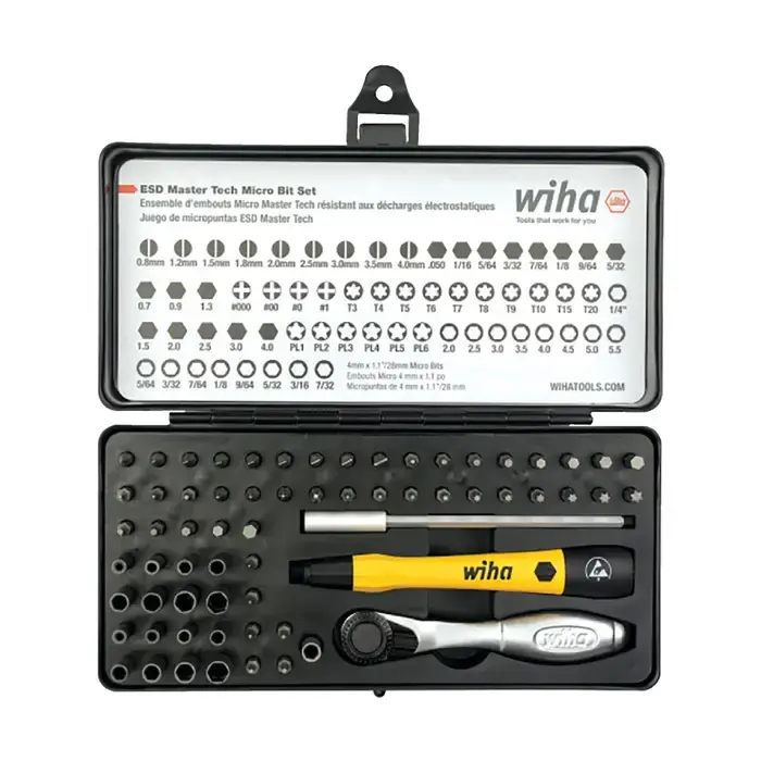 New Release WIHA 75965 Bit Holding Screwdriver Set Type, Slotted, Phillips, Torx, Hex, 5 Point & Nut Setter Tip Types Included, 65 No. of Pieces in Set Interchangeable Tip Style Screwdriver