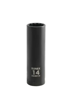 One Day Deal SUNEX 368214 3/8" Drive Size, 12 No. of Points, Deep Socket Type Impact Socket