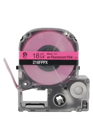 Flash Sale EPSON 218FPPX 3/4" Width, 30‘ Length, Pink/Black Print Color Labeler Tape