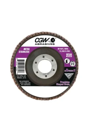 Secure Checkout CGW ABRASIVES 42852 60 Grit 4-1/2" Diameter Abrasive Flap Disc - Type 29, 7/8" Arbor Hole Diameter
