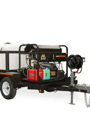 Clearance Mi-T-M HS-4004-1MAH-UR - 4000 PSI Gasoline Hot Water Pressure Washer Trailer Package